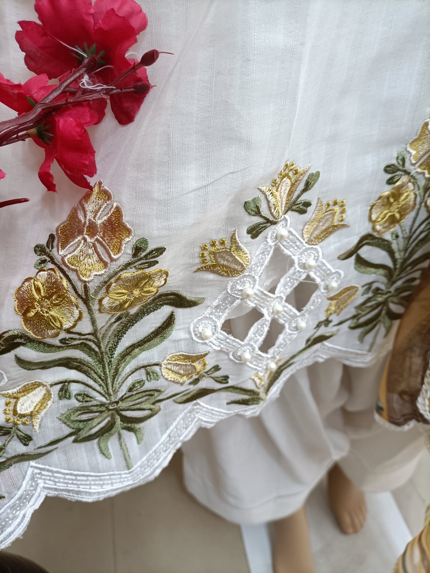 Farshi shalwar white dress