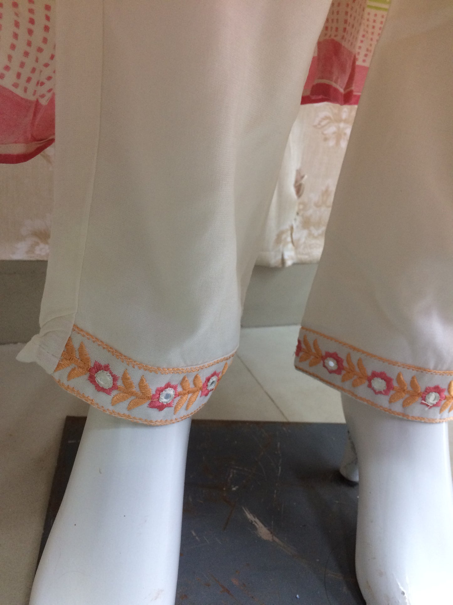 white embroiderd gown with cotton dupatta