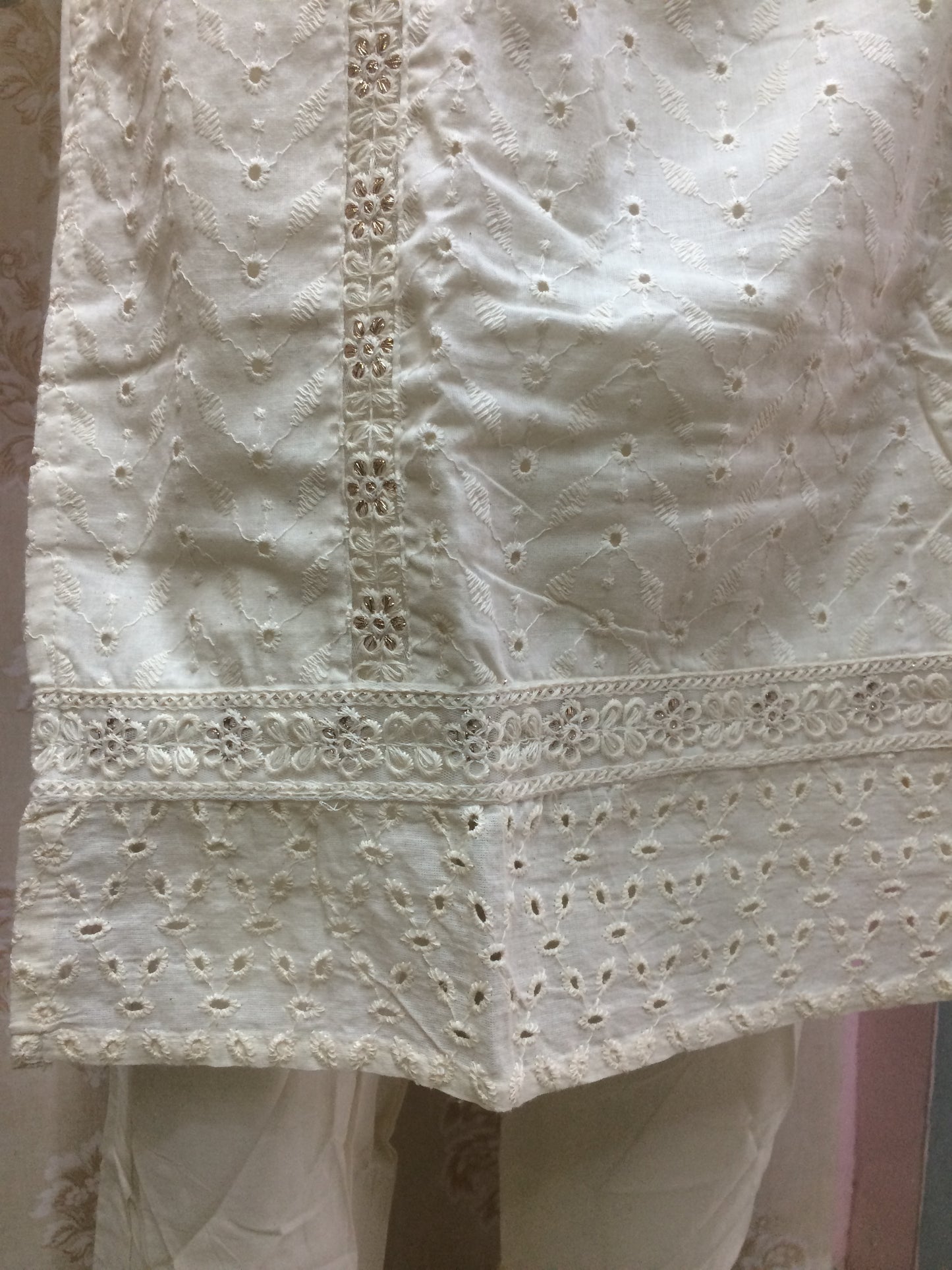 Chikenkari off white dress