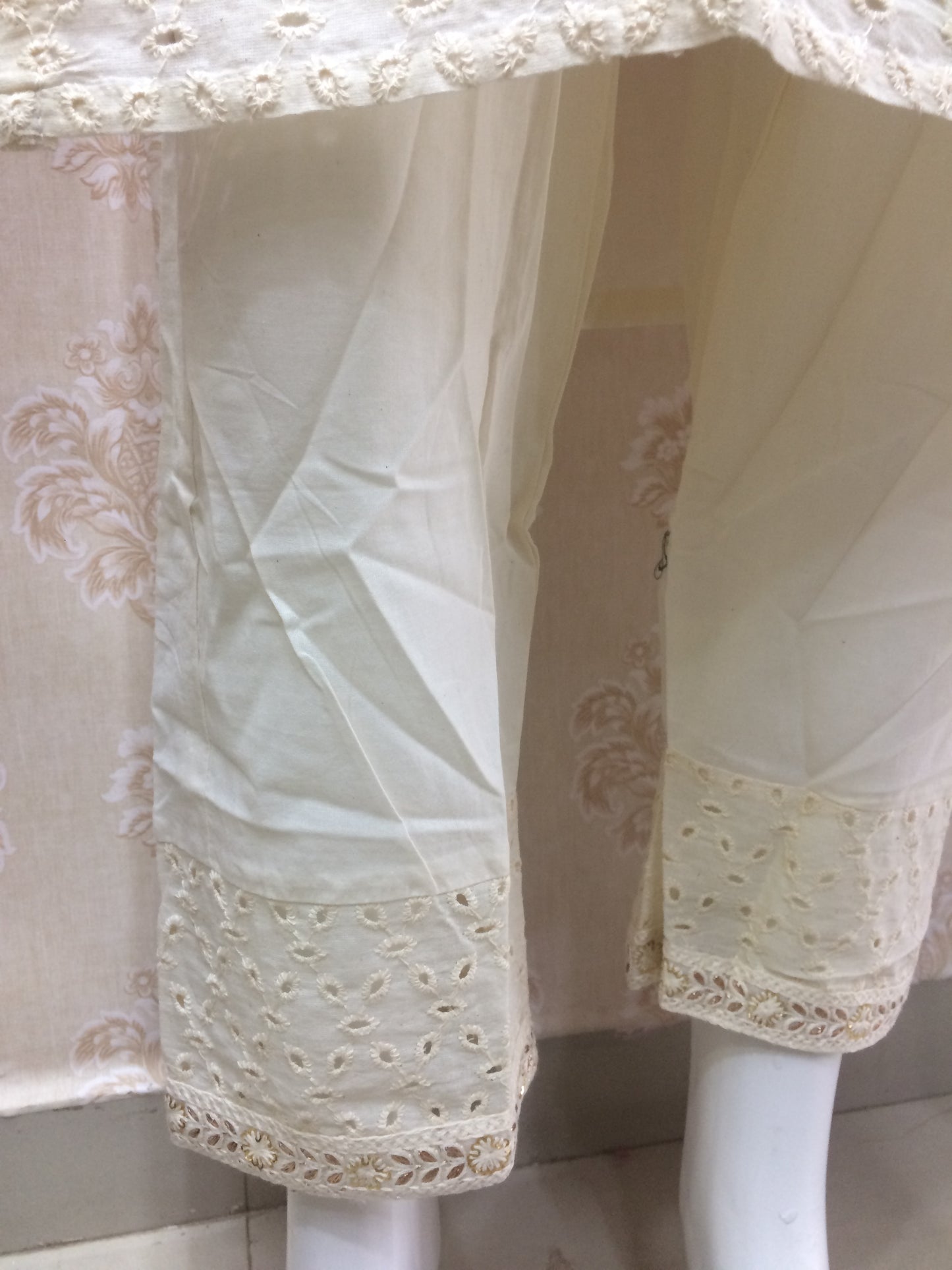 Chikenkari off white dress