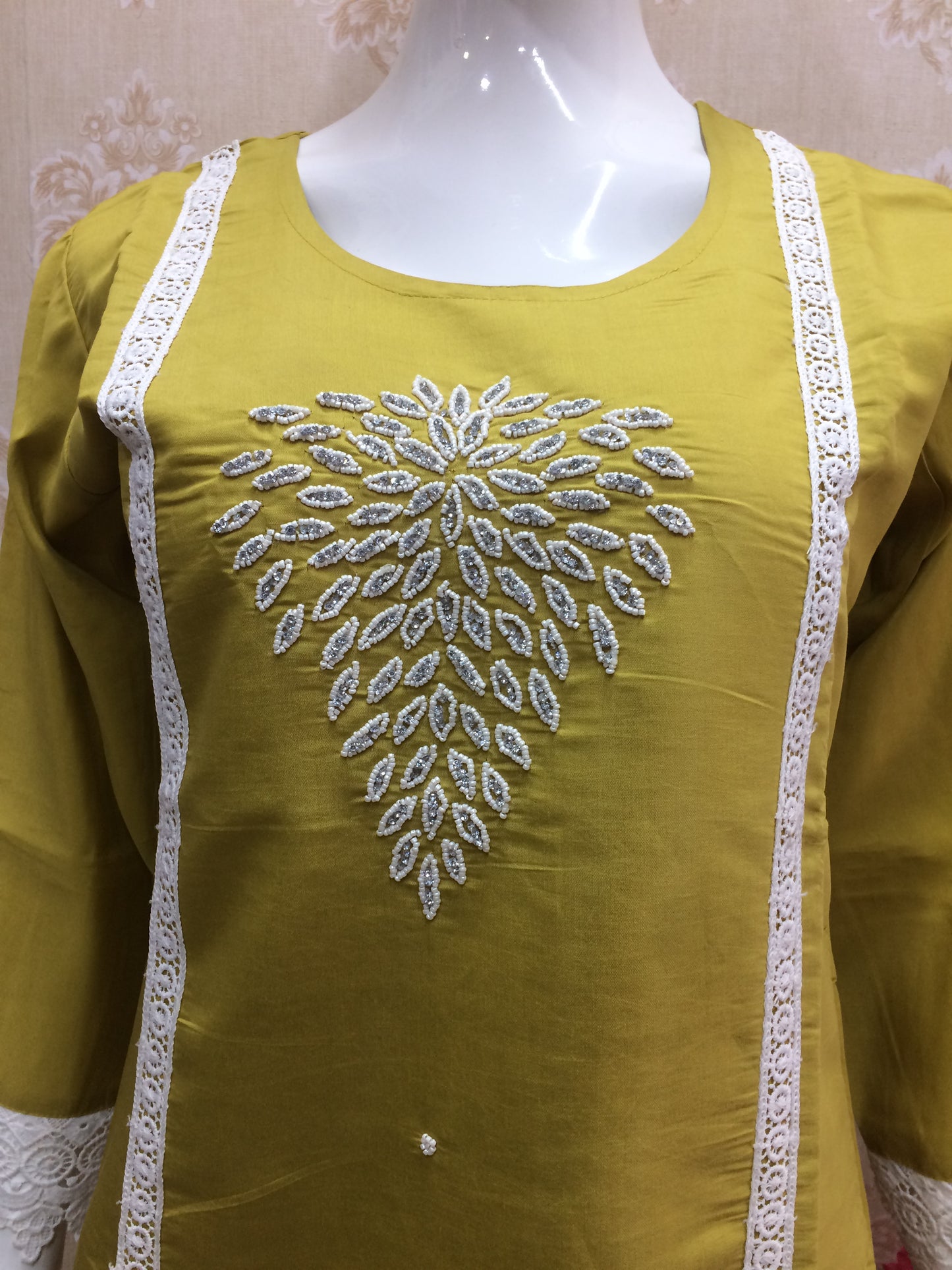 Mustard Yellow Moti Work