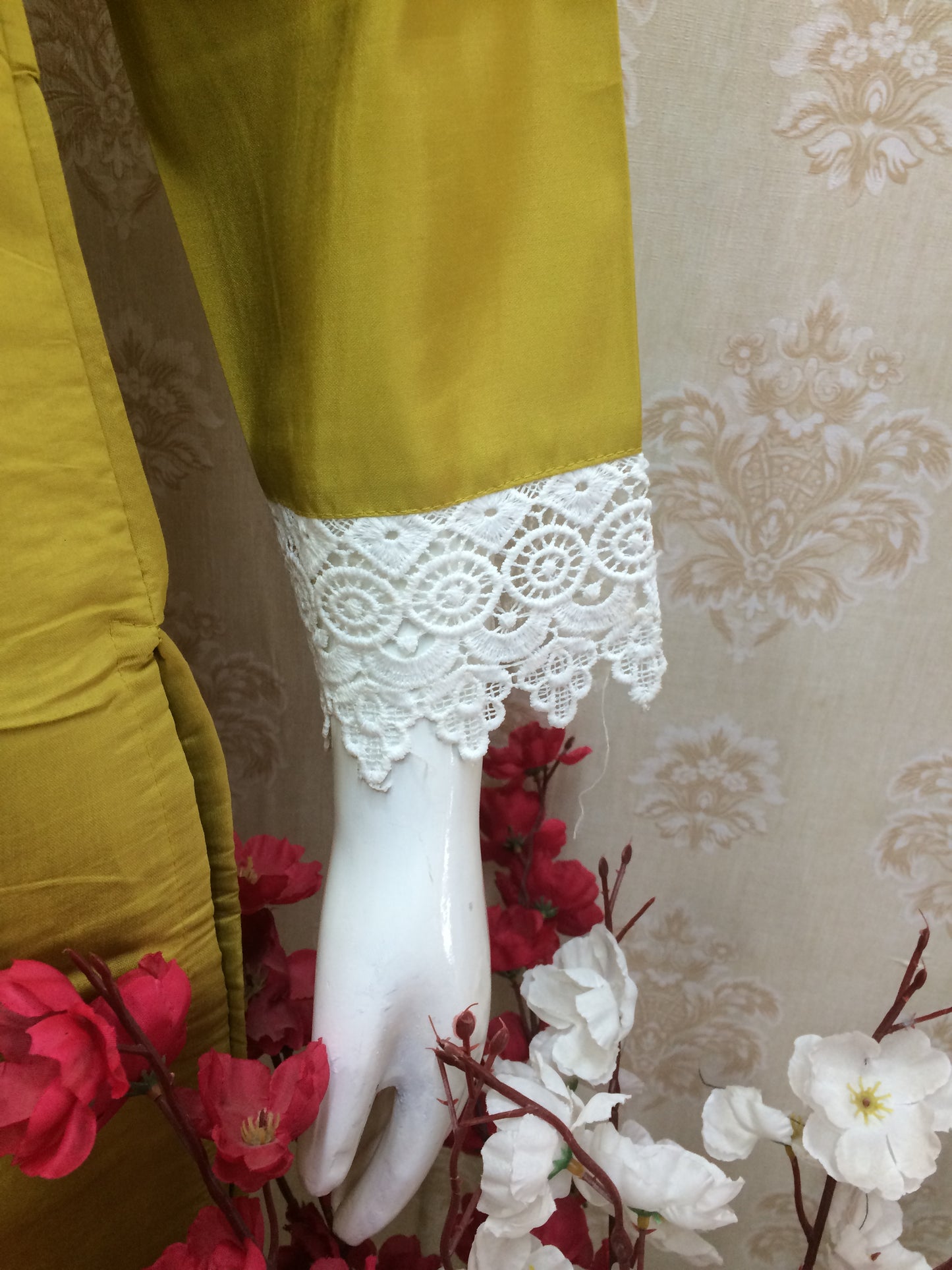 Mustard Yellow Moti Work