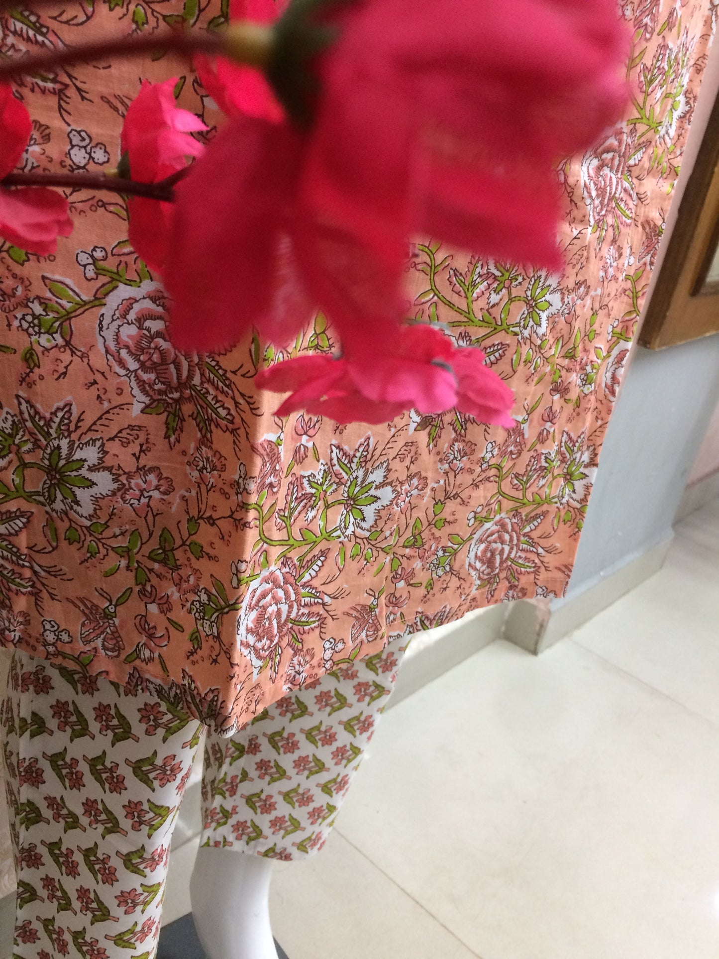 Block print cotton kurta set