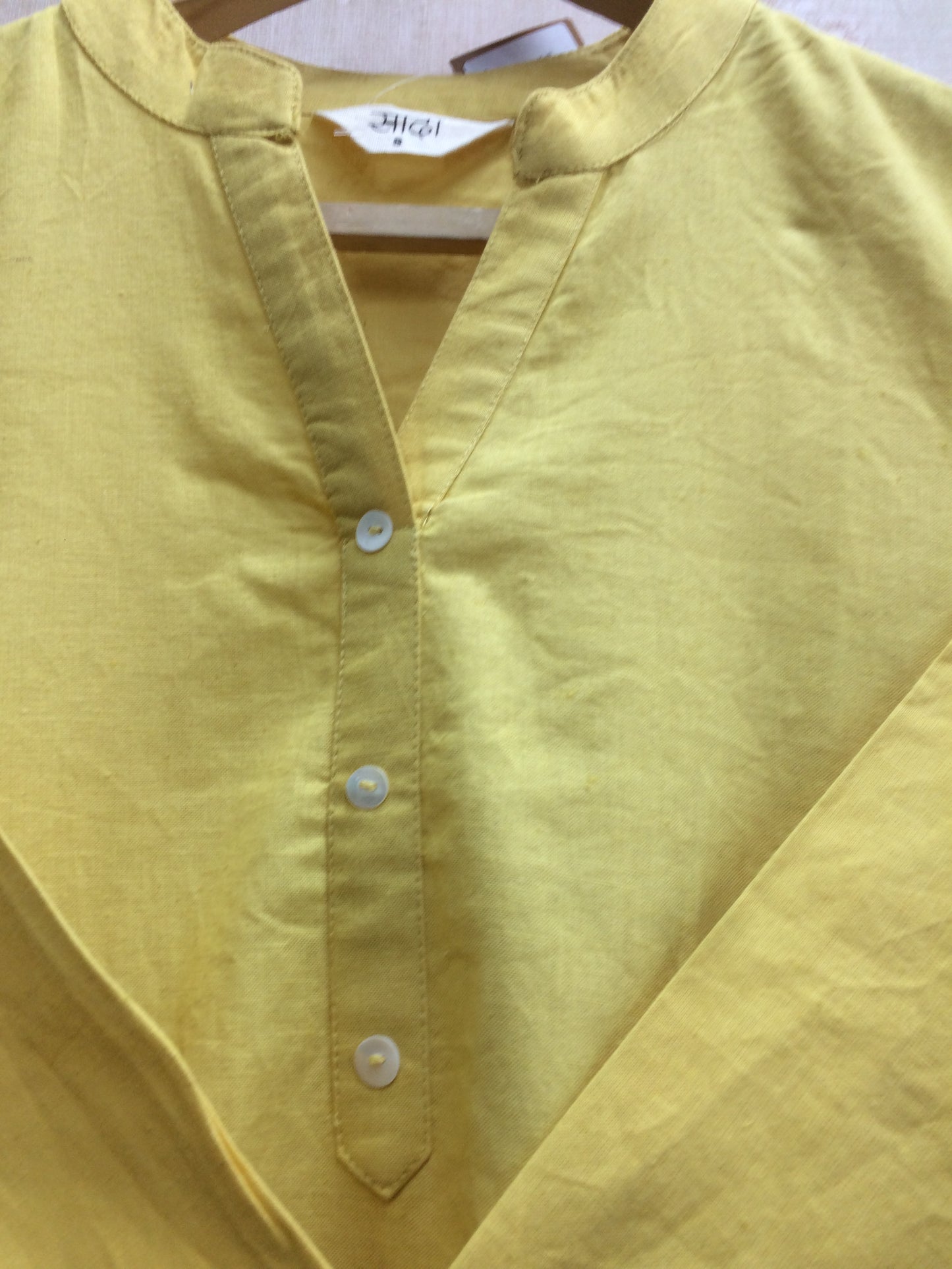 Saada plain kurti yellow and purple