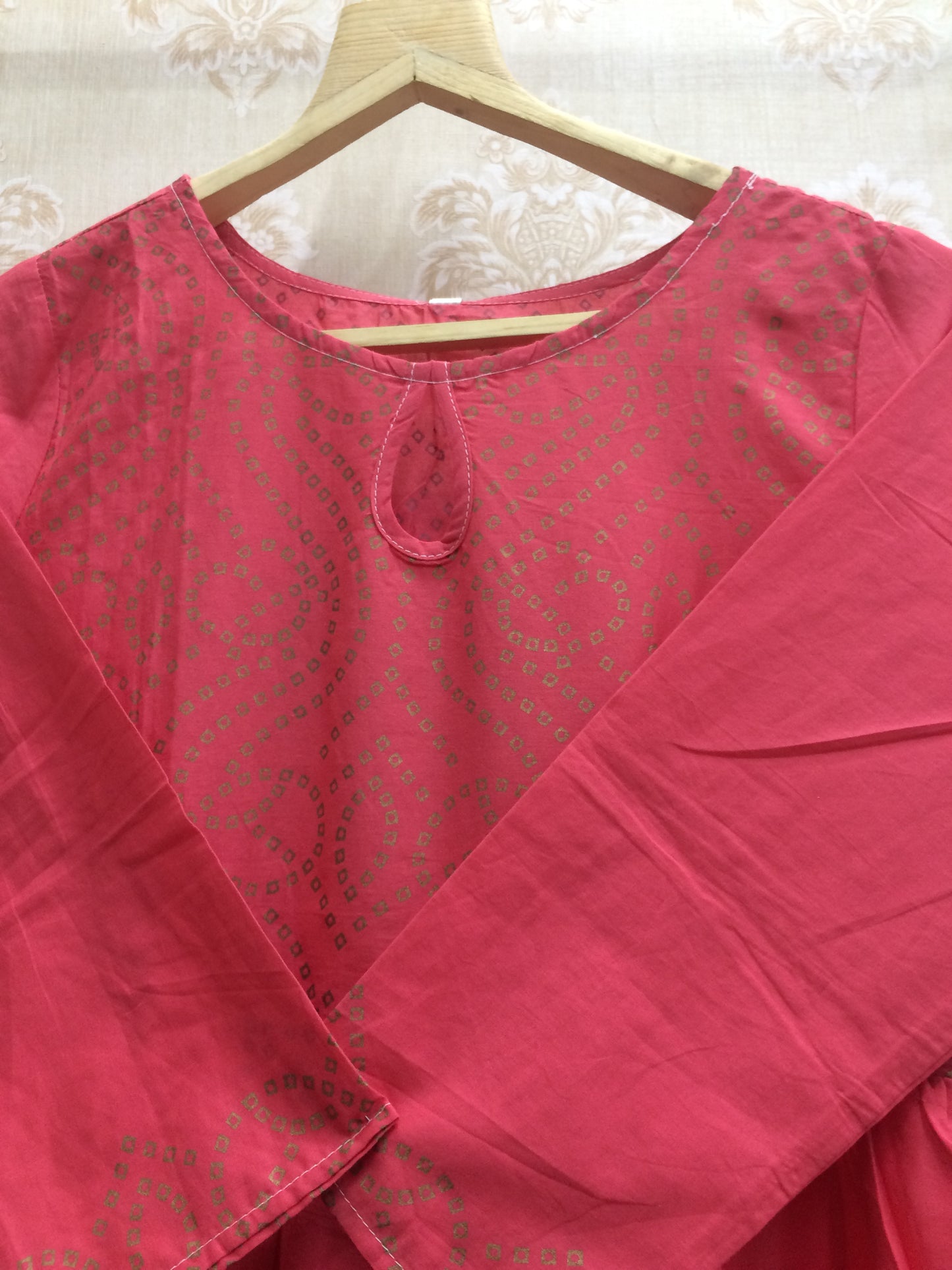 Pink aks anarkali bandhni style