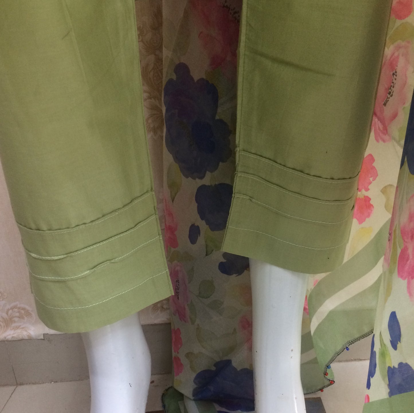 Pakistani chiffon dupatta mint green and sky blue