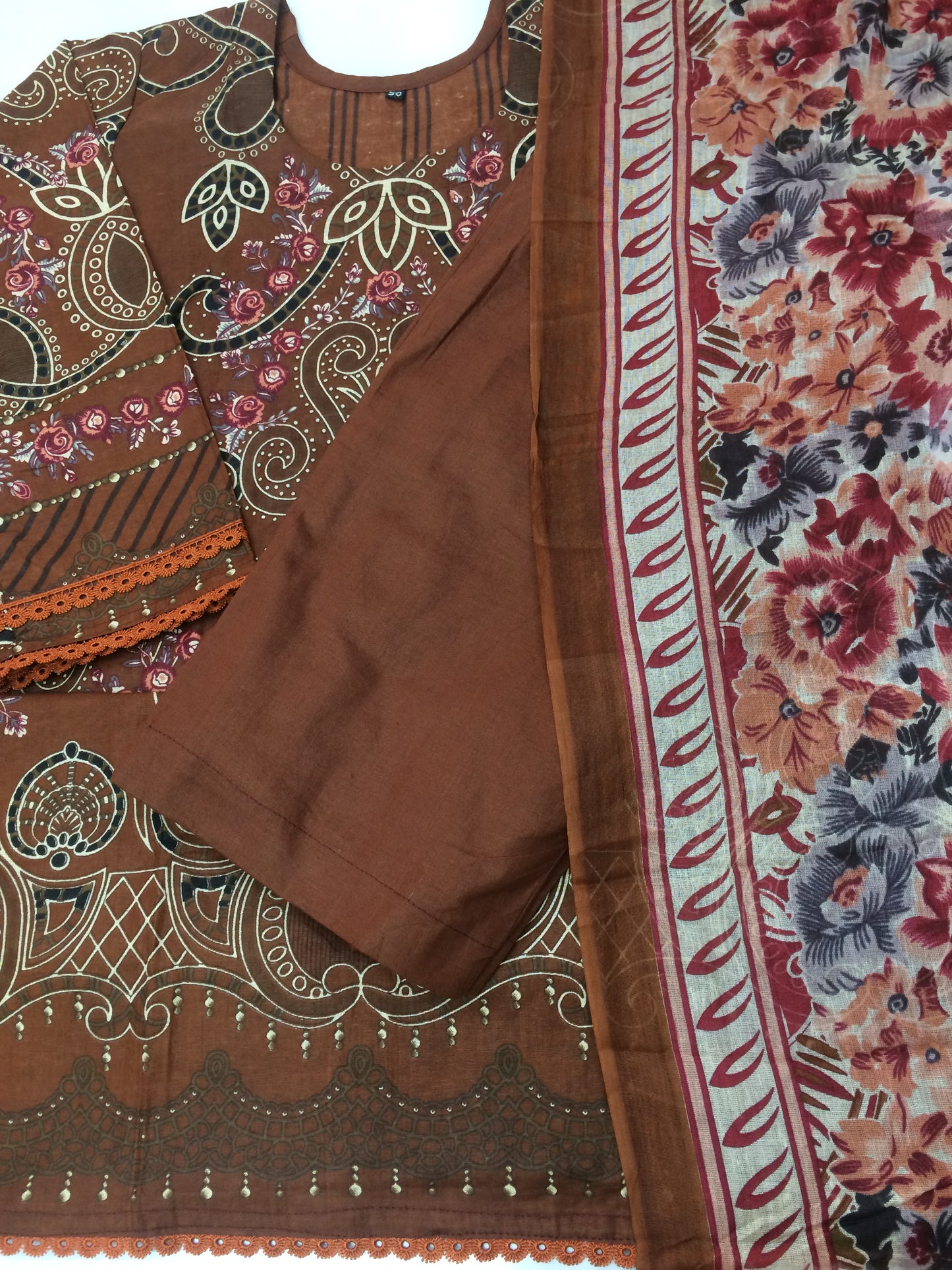 Pakistani dress Brown color