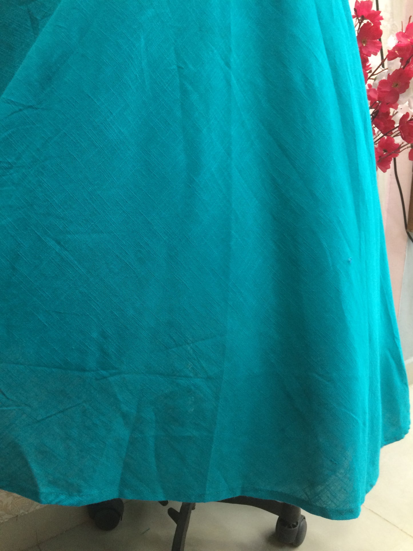 Firozi Cotton Anarkali Kurti with Yoke Work