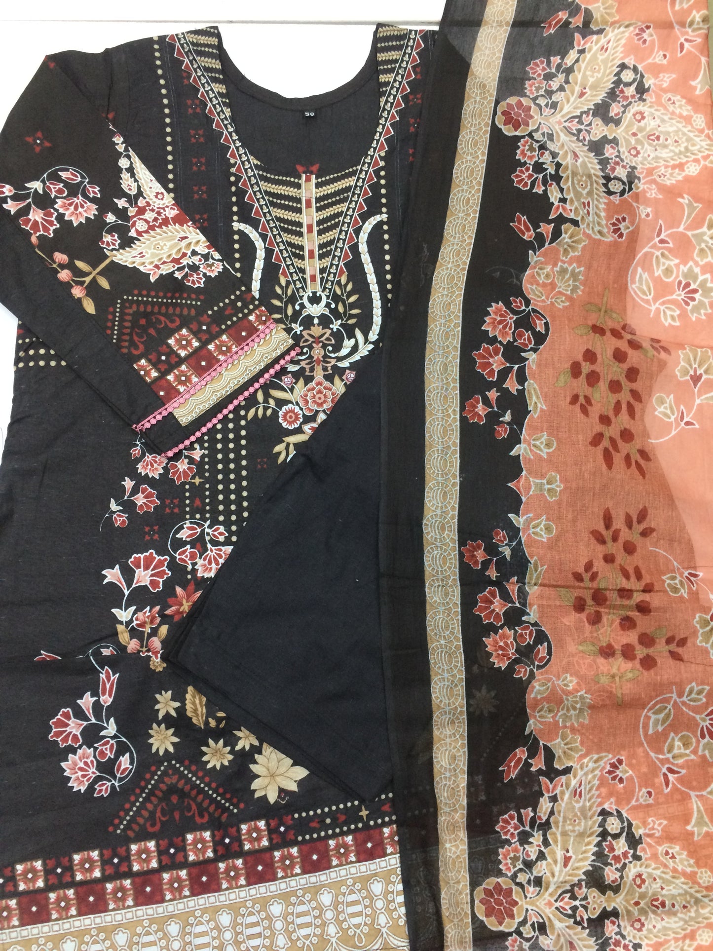 pakistani dress black and orange