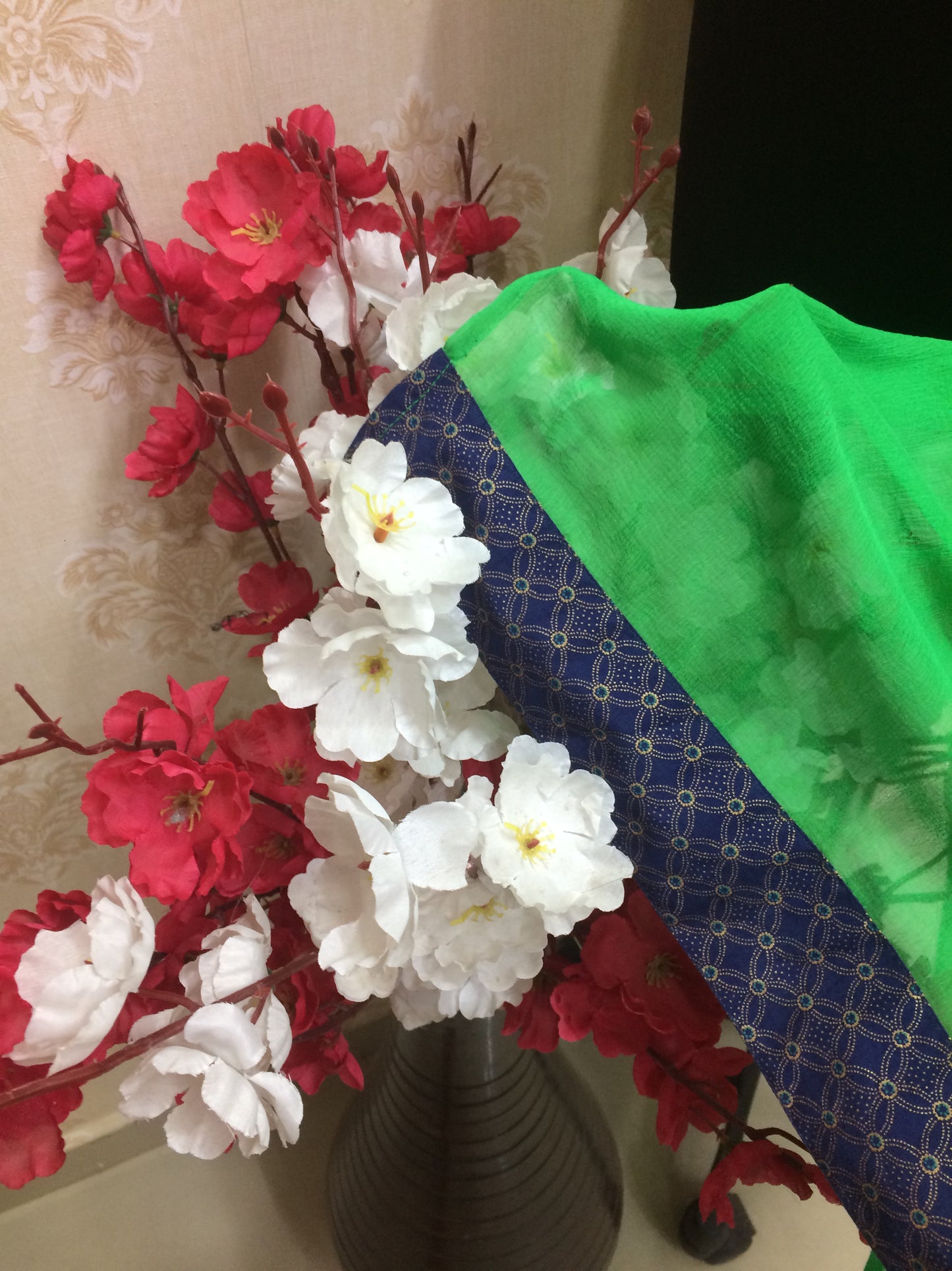 Pop of Color with the Vibrant Parrot Green Dupatta