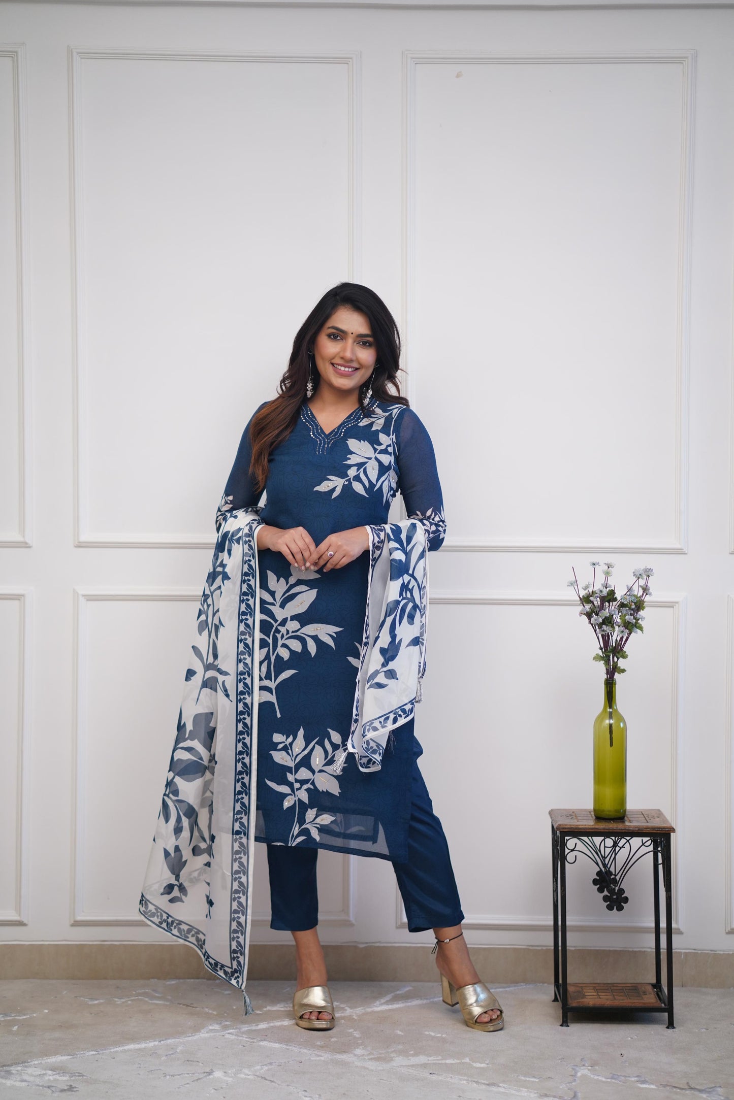 Blue floral dress with inner