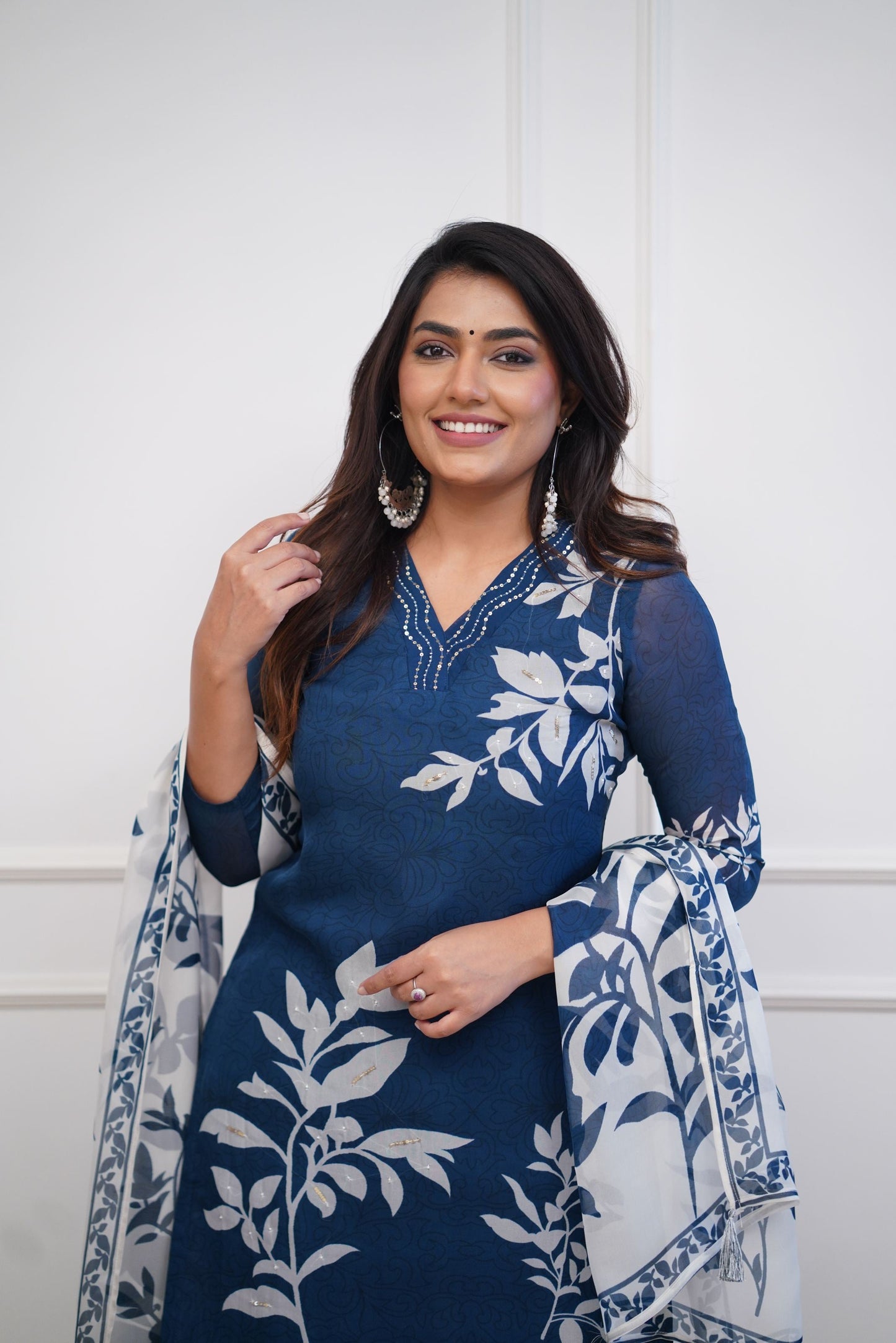 Blue floral dress with inner