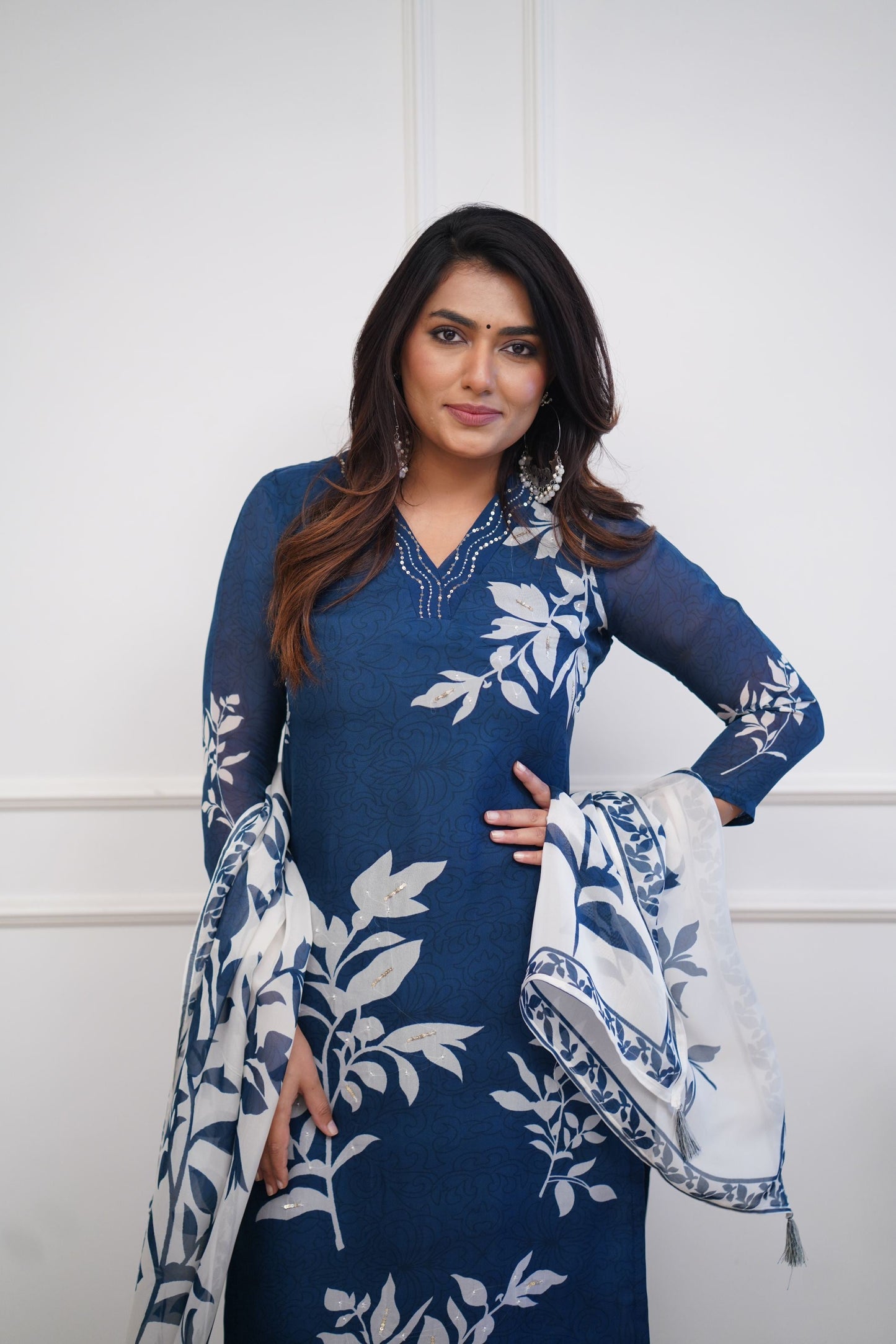 Blue floral dress with inner