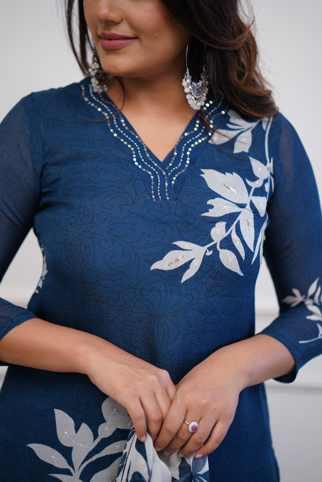 Blue floral dress with inner