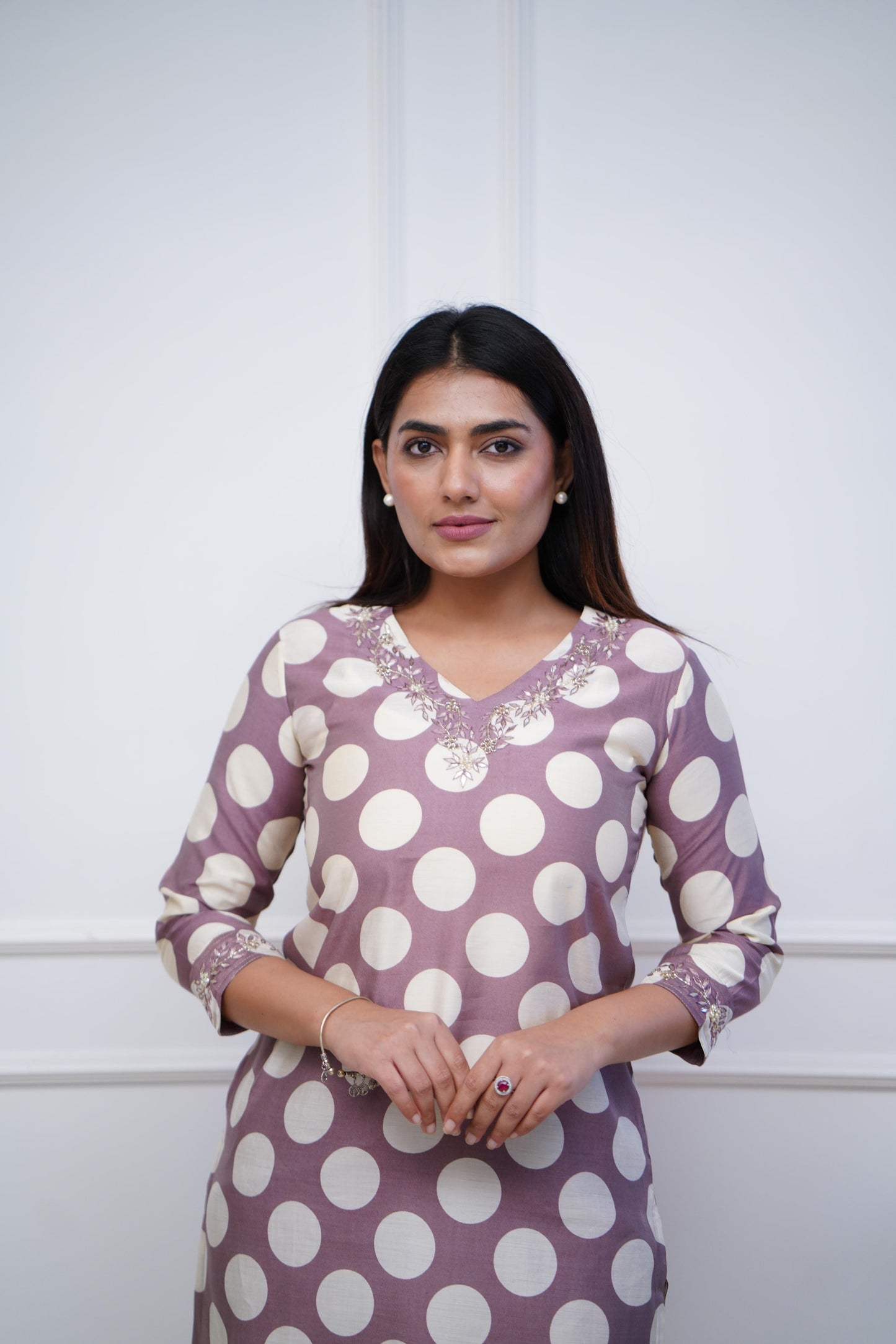 Purple big polka dots 2 pcs set