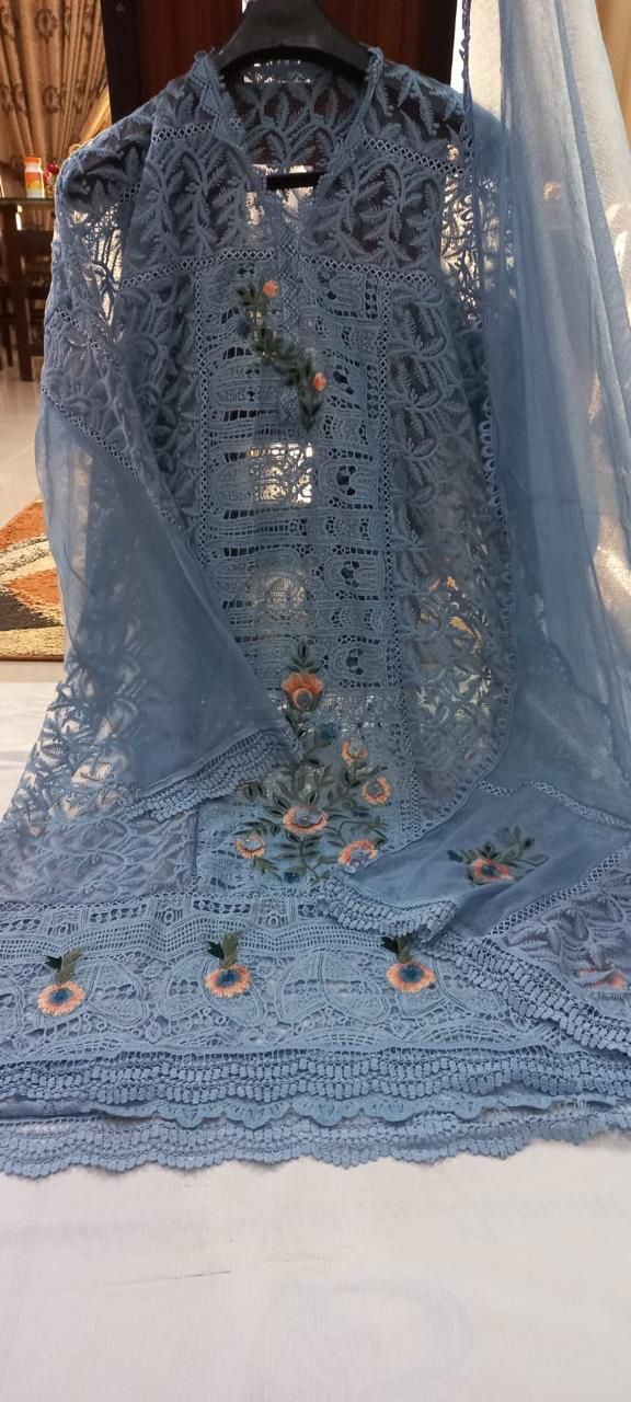 Mah-e-gulshan blue 4pcs dress material