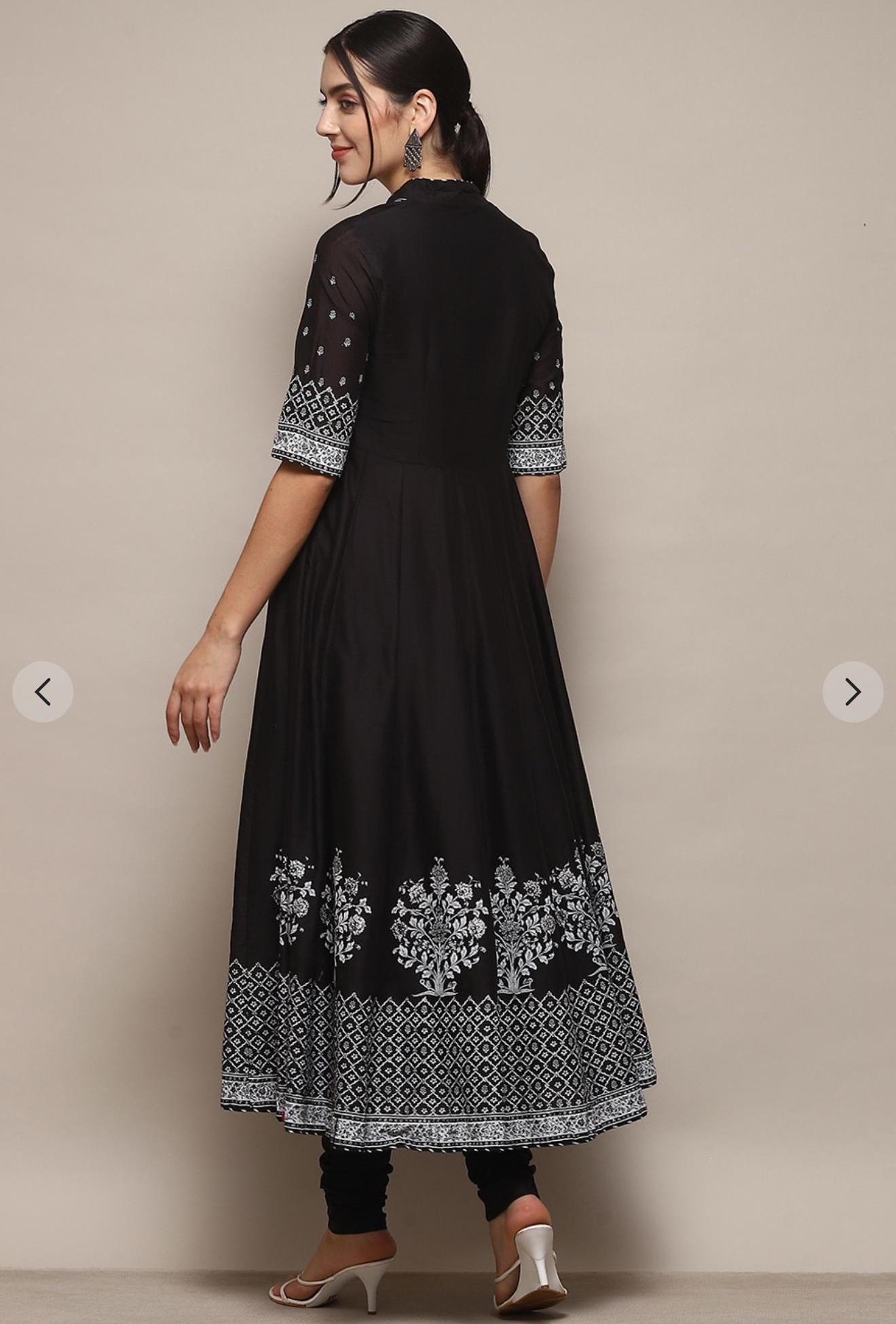 Nofiya Black Anarkali suit