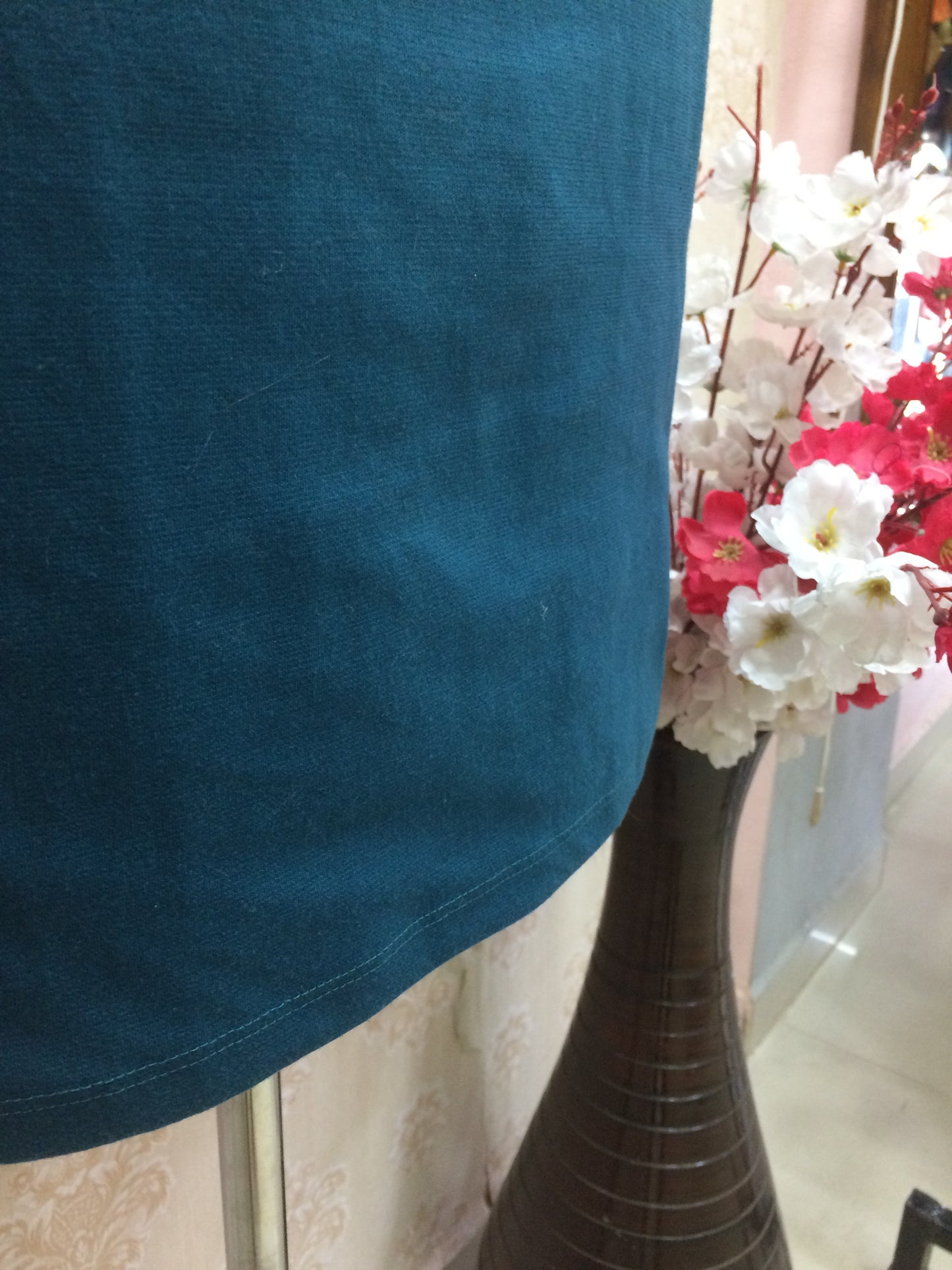 Elegant Teal Boat Neck Office kurti