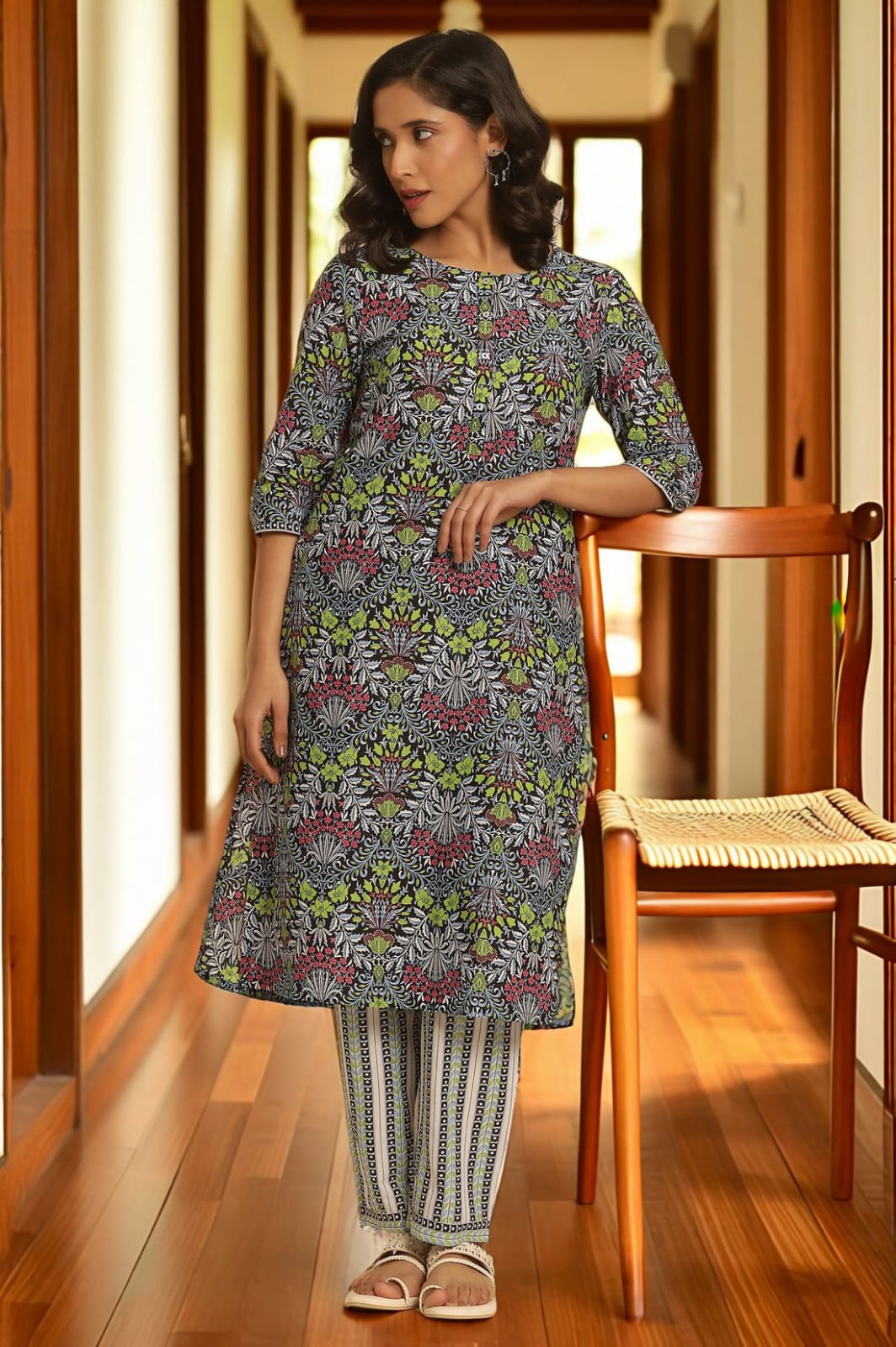 Nazli Elegant Printed Kurta Set for Women – Comfortable Everyday Ethnic Wear