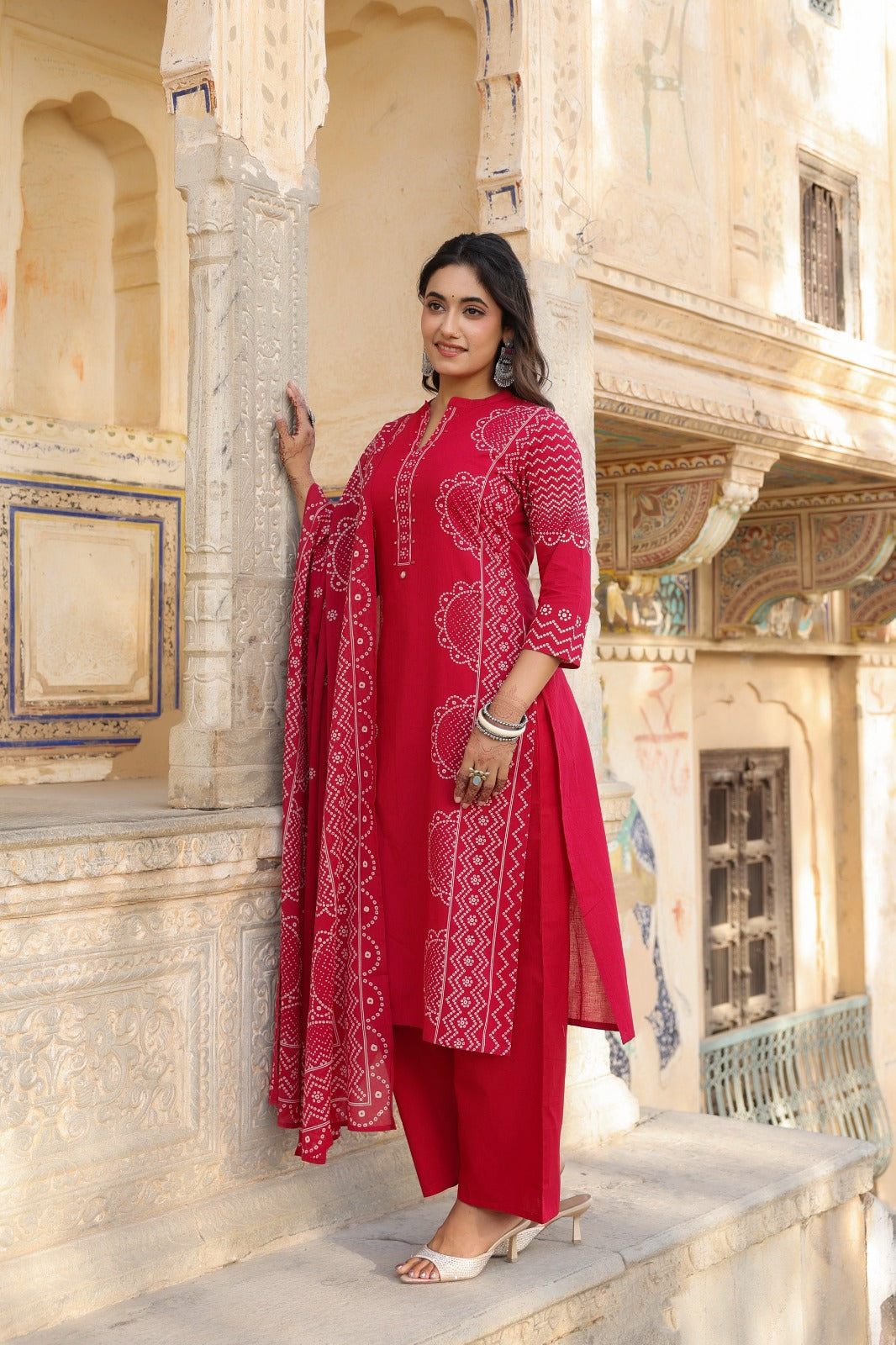 Tamanna Rani Pink Bandhani Print Kurta Set