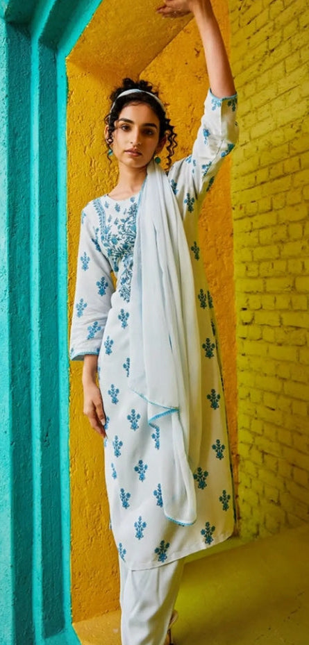 Aaira Biba - Light Blue And Dark Blue Skd