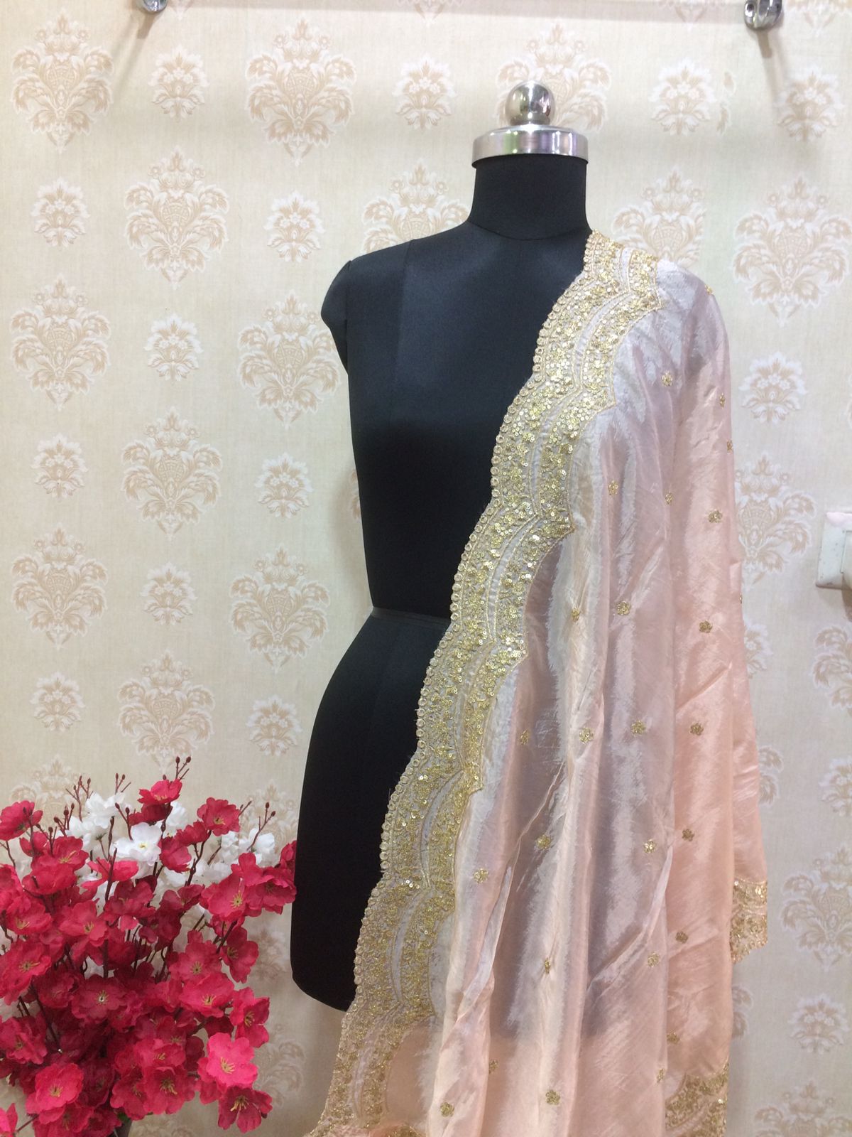 Heavy Silk dupatta with heavy golden work