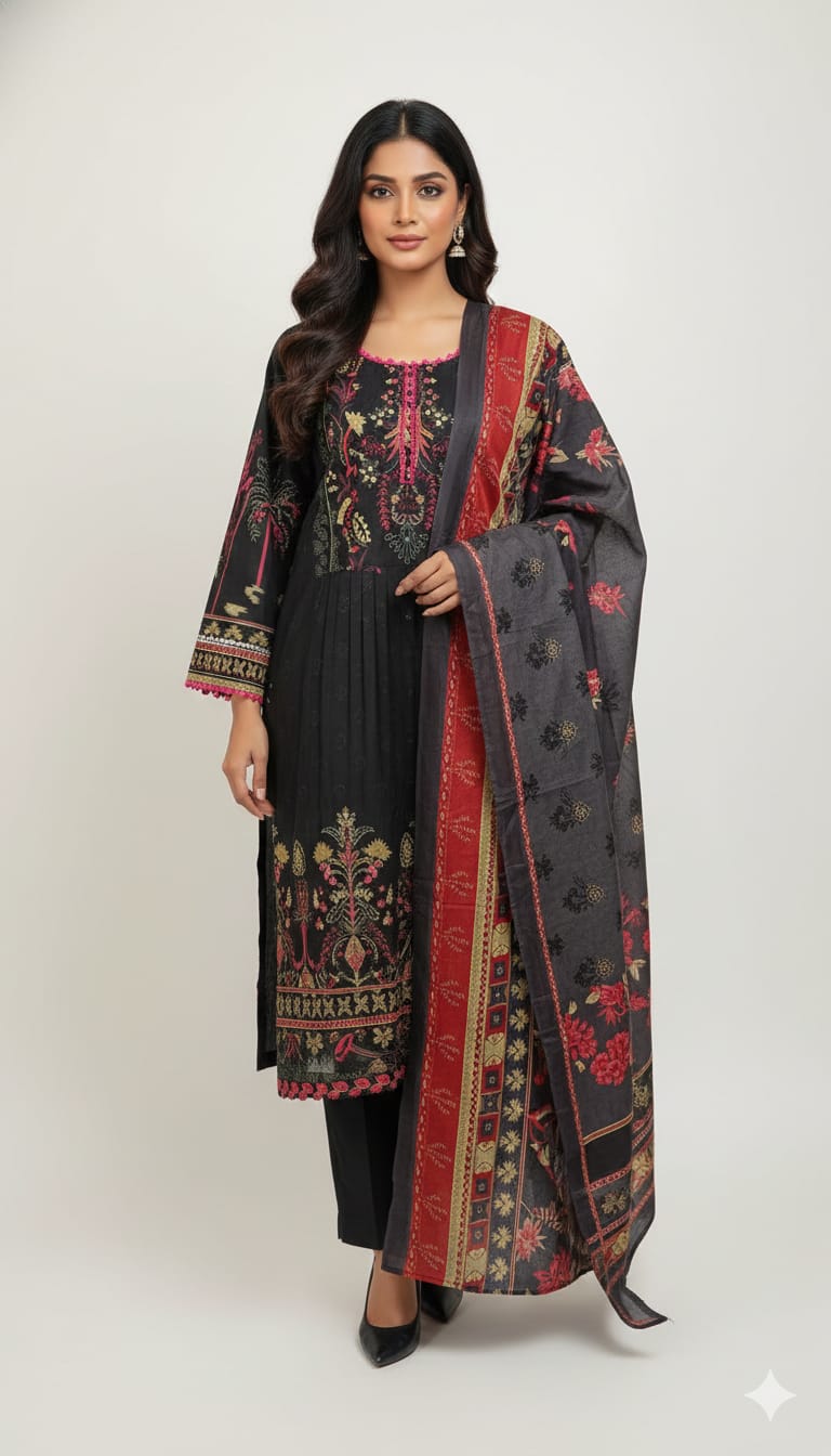fitted lace wedding dress Black and Red Kameez Salwar Pakistani Wedding Dresses – Nameera by Farooq main image 0