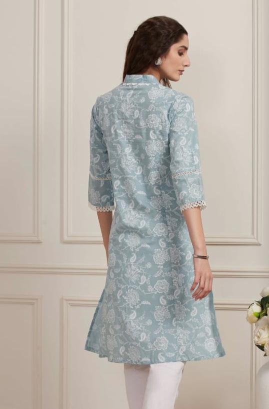 Serene Sky Blue Floral Lace Kurta