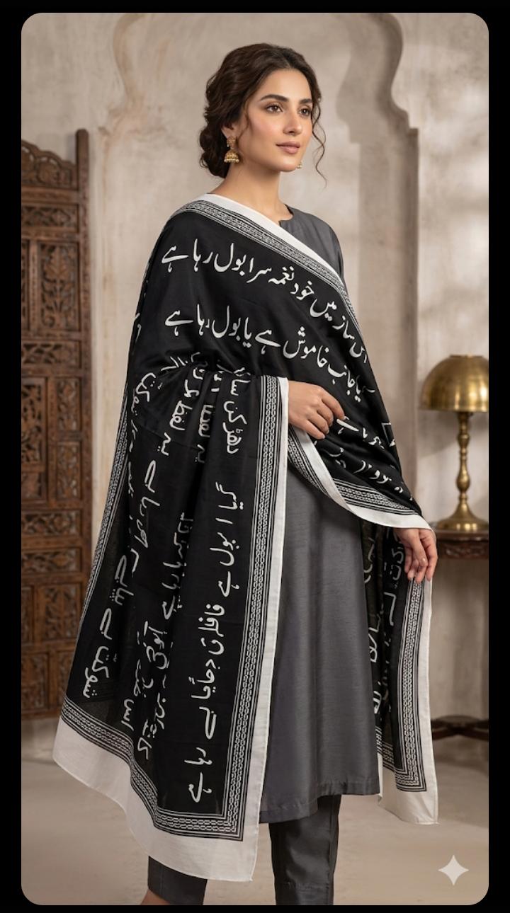 Urdu Calligraphy Shawl