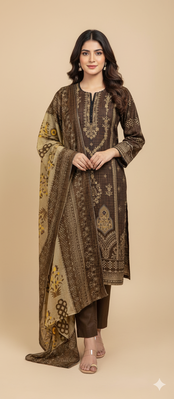 Pakistani dress brown beige