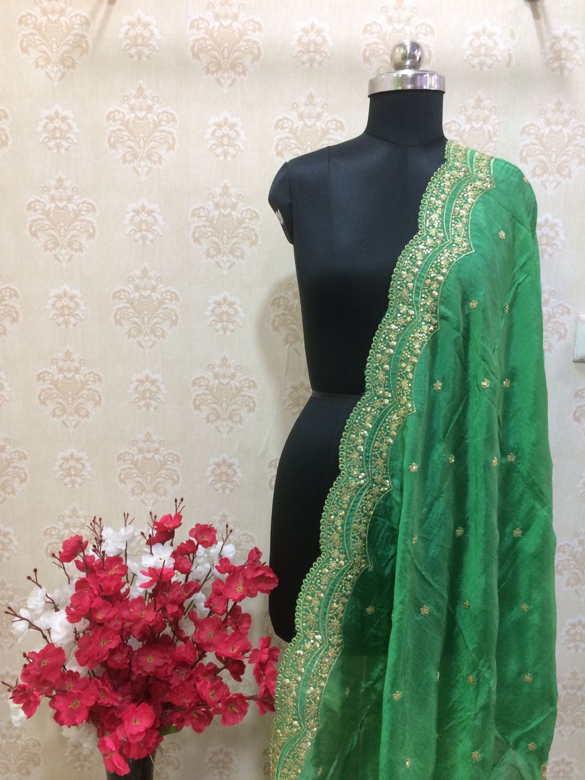 Heavy Silk dupatta with heavy golden work
