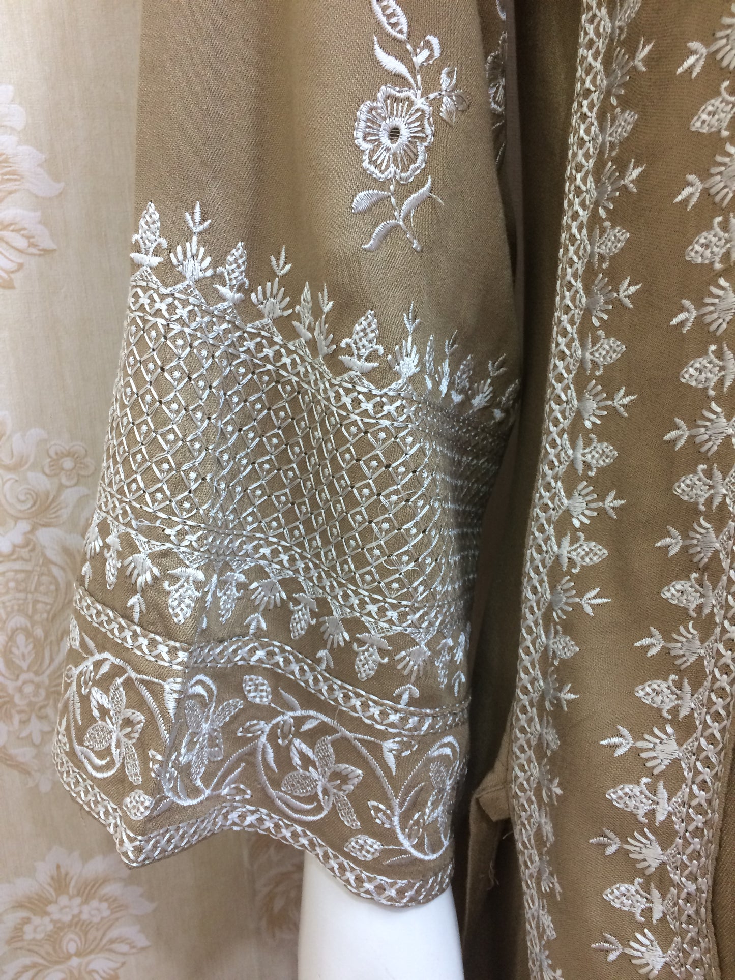 Luxury Beige Embroidered 3-Piece Suit