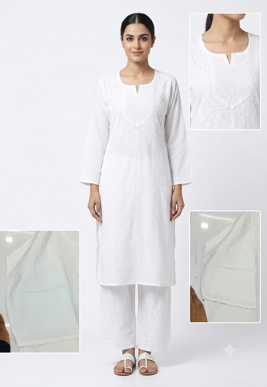 white Lucnowi kurta