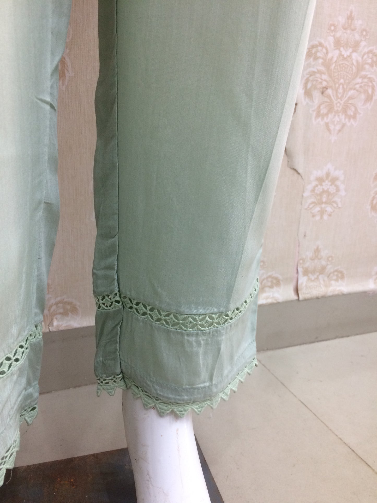 Mint Green Embroidered Chiffon Pakistani heavy dress