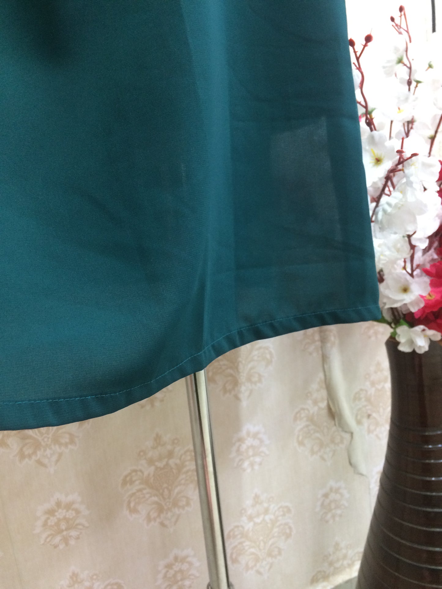 Deep Emerald Georgette Kurti with Embellished Placket