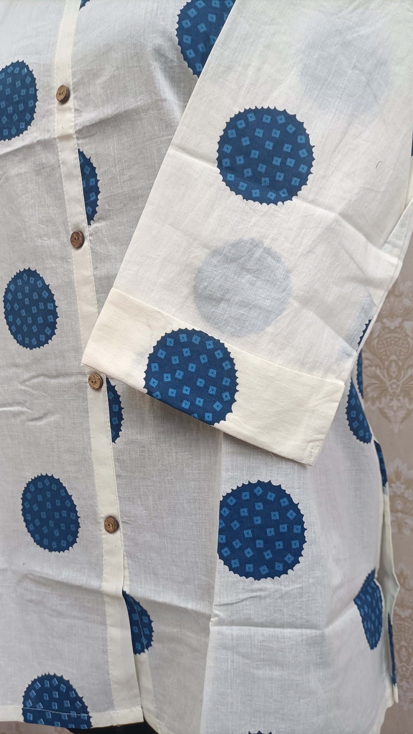 White Polka Dot Hand Block Print Tunic