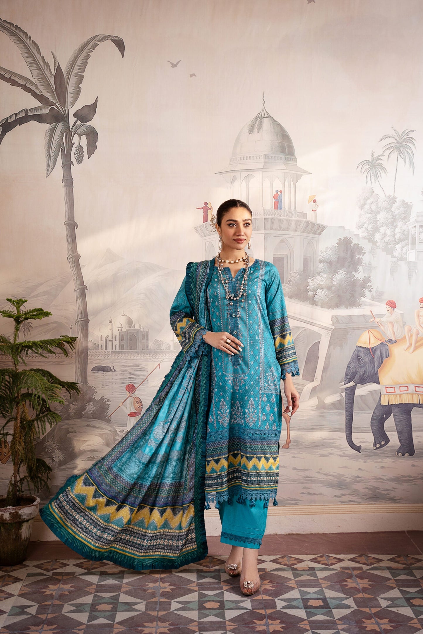 Mausummery spring summer lawn digital suit  Zinnia