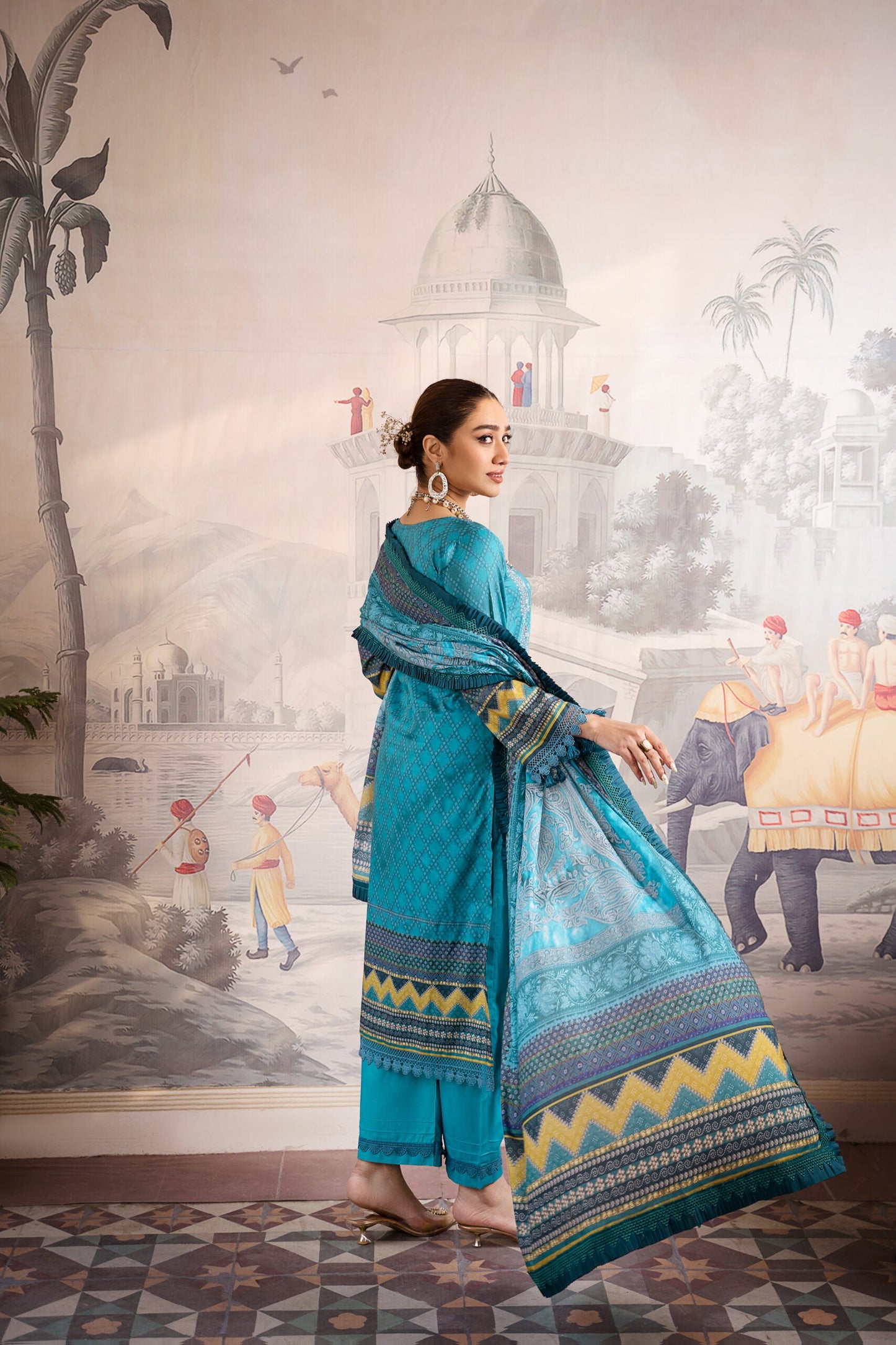 Mausummery spring summer lawn digital suit  Zinnia