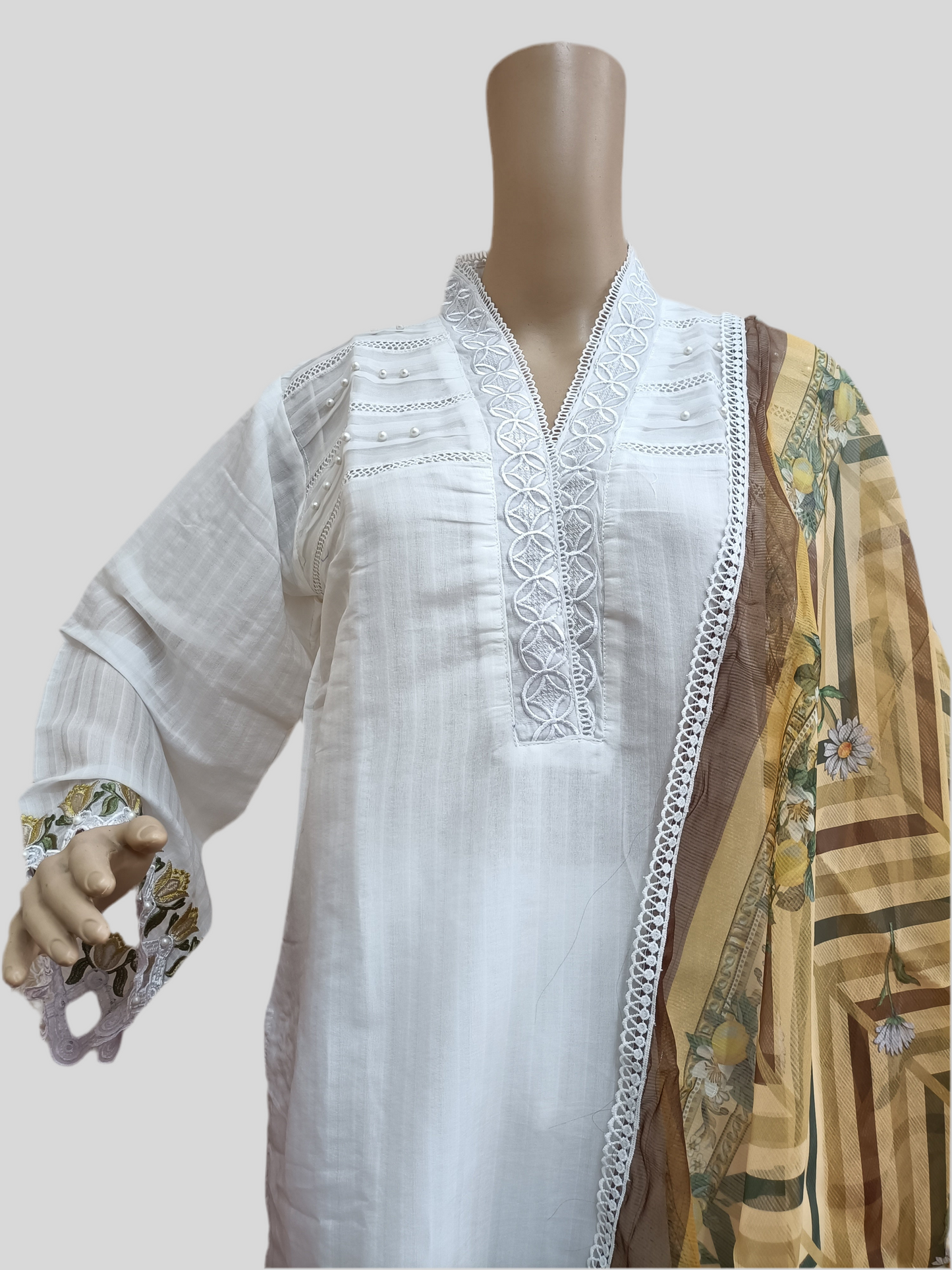 Farshi shalwar white dress