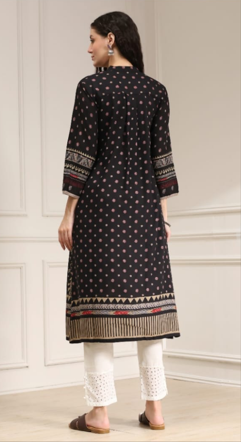 Ethnic Floral & Paisley Print Rayon Kurta