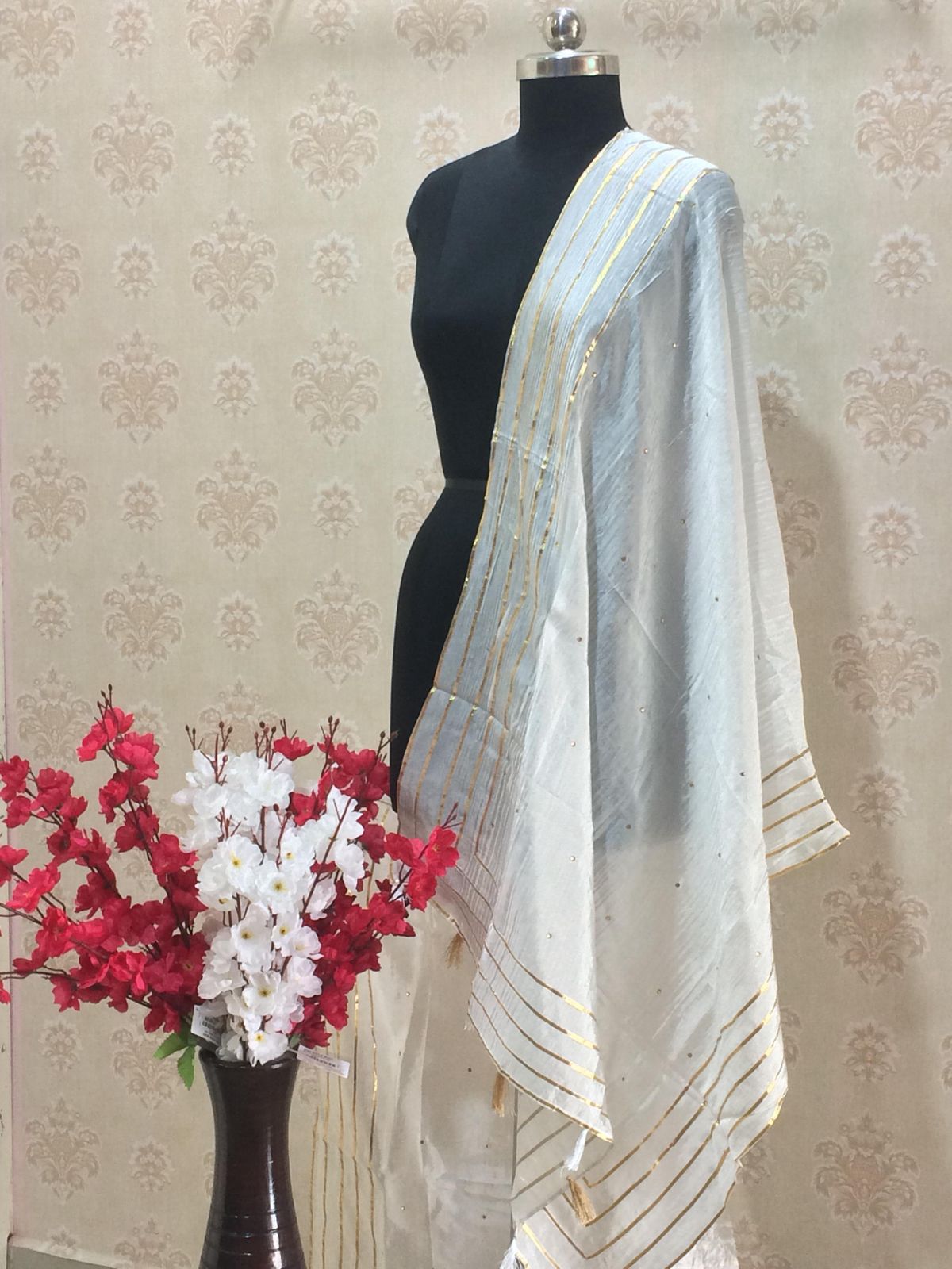 Elegant Silk Dupatta - White