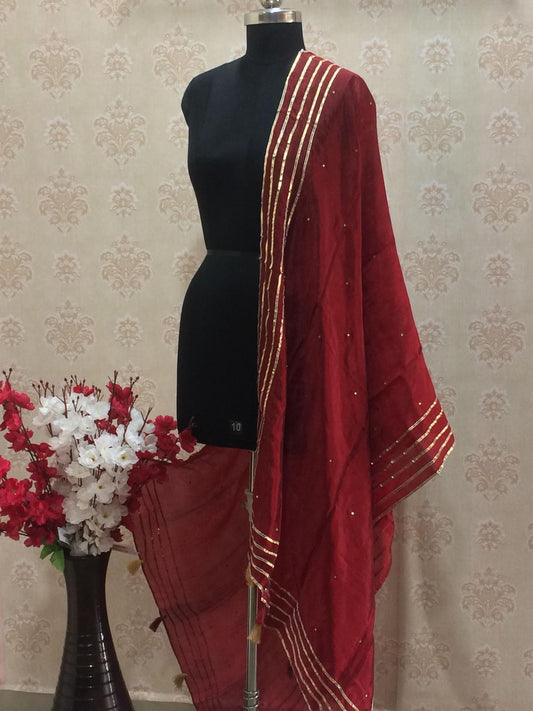 Elegant Silk Dupatta - Red