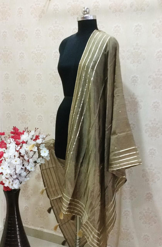 Elegant Silk Dupatta - Light brown