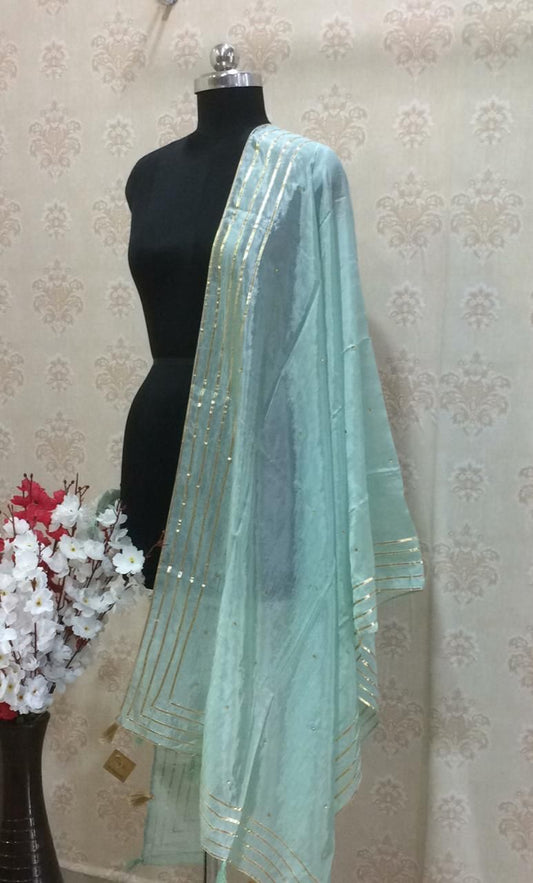 Elegant Silk Dupatta - Aqua