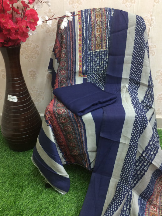 Unstitched Gaji Silk blue