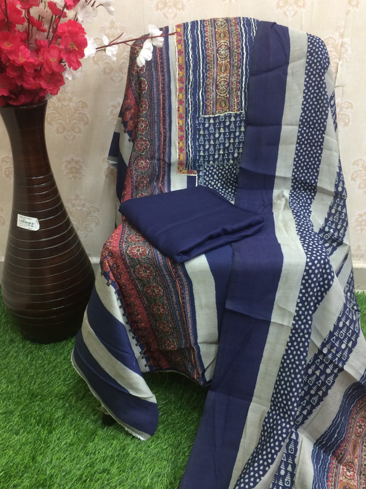 Unstitched Gaji Silk blue