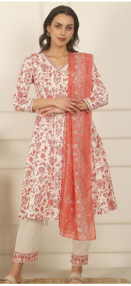 W-orange and white floral dress