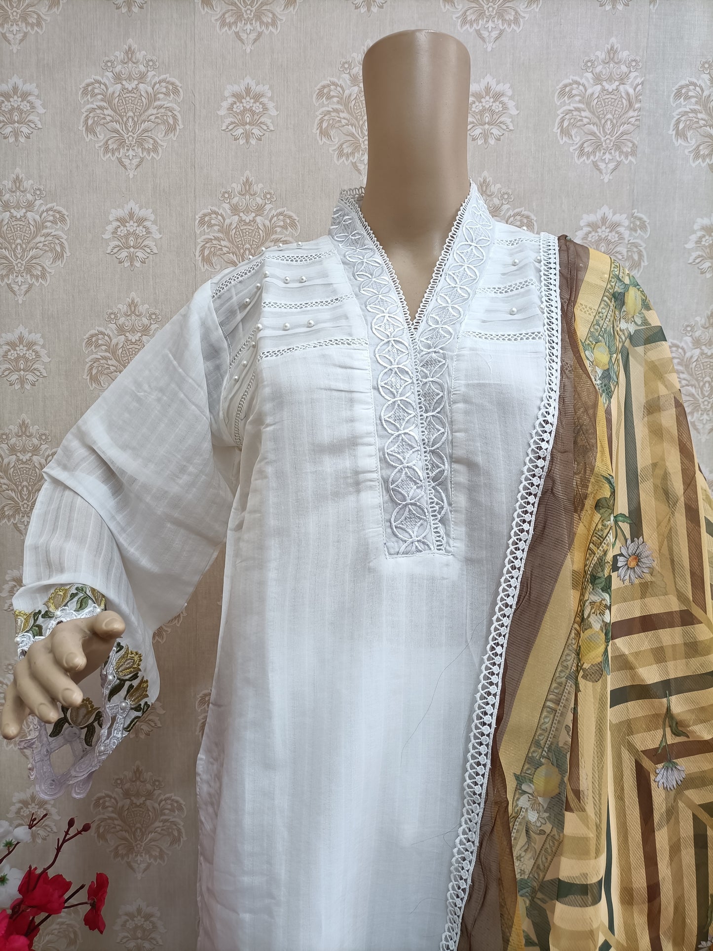 Farshi shalwar white dress