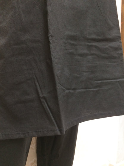 Black Straight Kurta Set with Maroon Embroidery & Ombre Dupatta