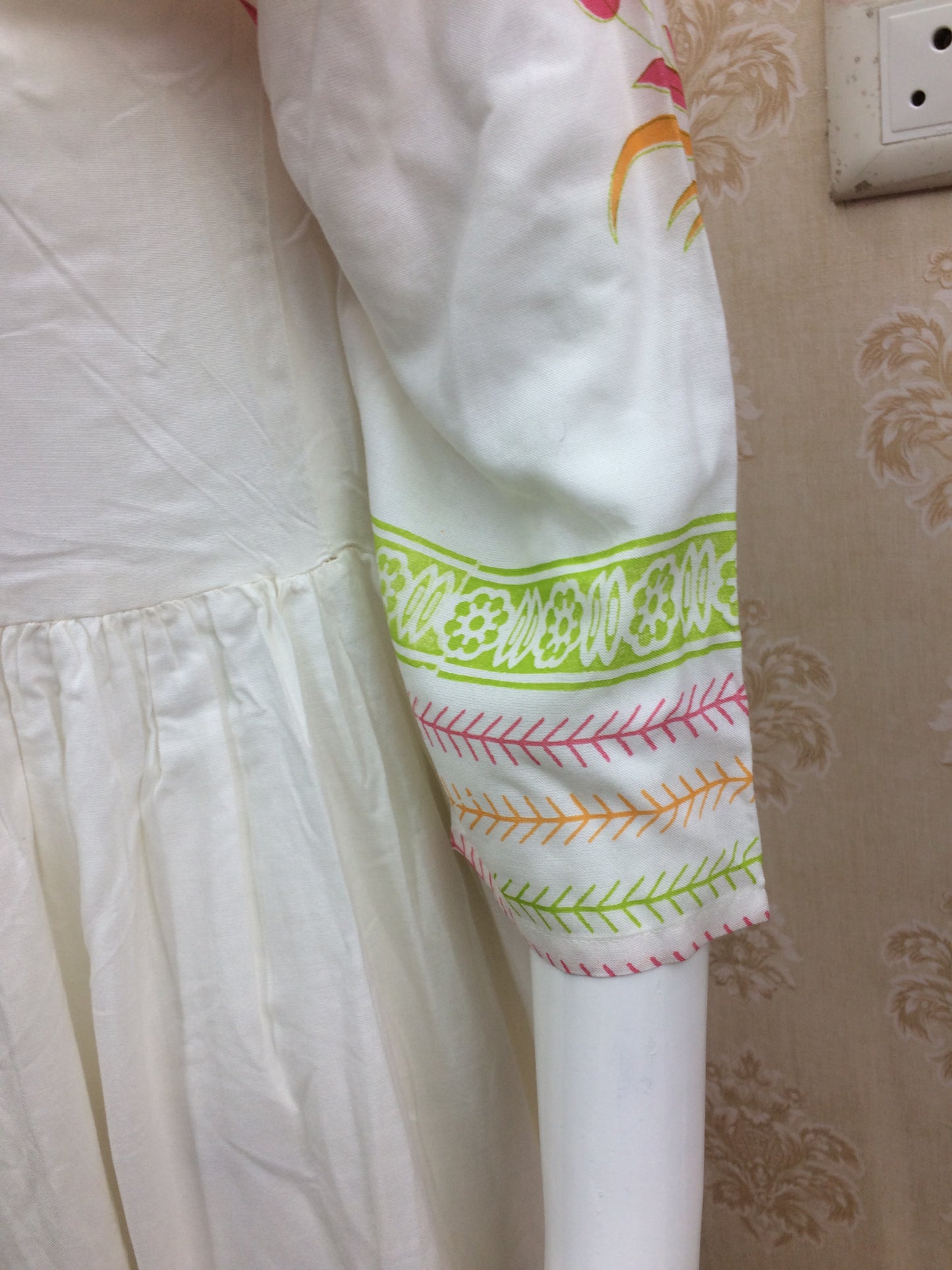white embroiderd gown with cotton dupatta